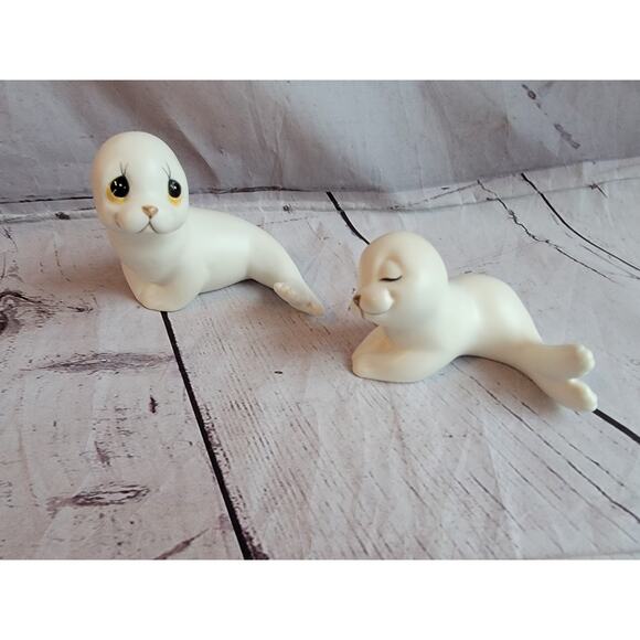 Vintage Seal Figurines Oxford Made in Mexico Mother & Baby Pup Ceramic Porcelain - Picture 2 of 11